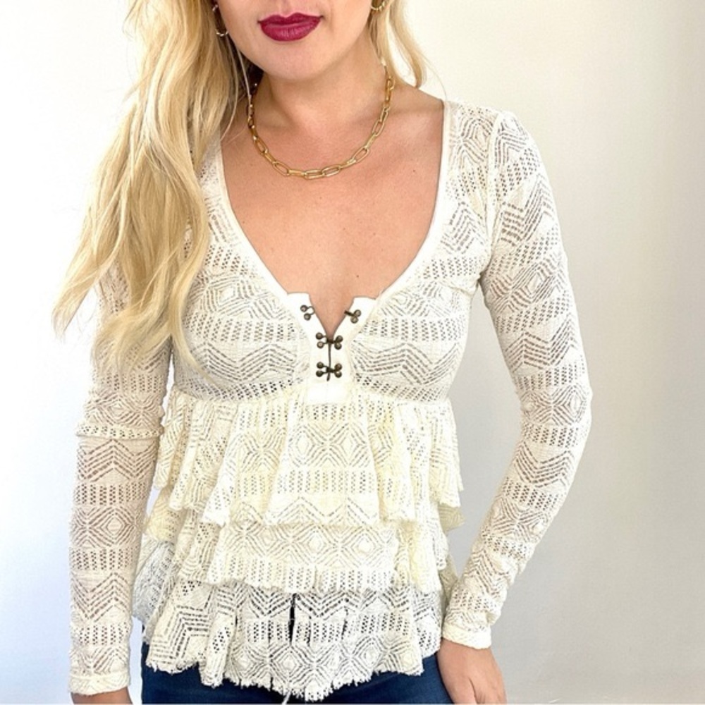FP Ivory layered lace long sleeve